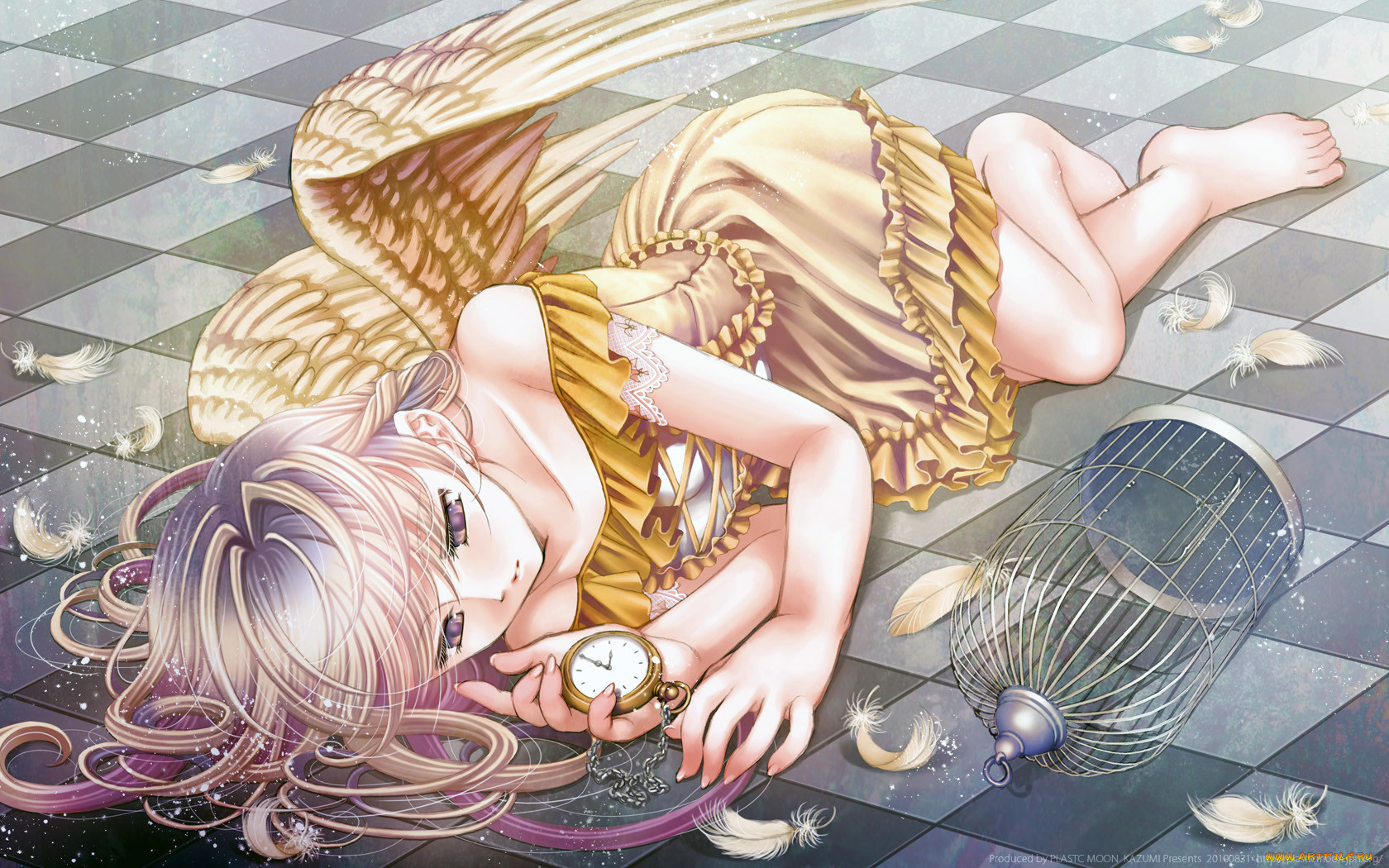 Девушка ангел в клетке аниме